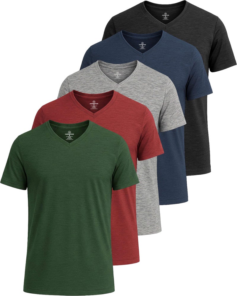 REALESSENTIALS Real Essentials 5 Pack: Menâ€™s V-Neck Dry-Fit Moisture Wicking Active Athletic Tech Performance T-Shirt Set 10, XXL, Pack of 5 - Image 1